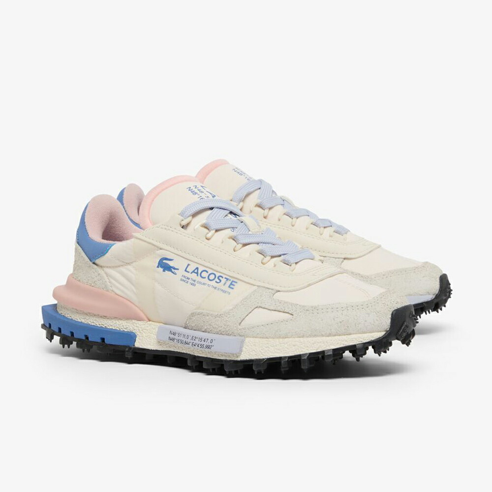 ラコステ LACOSTE 51SFA0055 レディース靴 靴 シューズ 2E スニーカー 駈けっくら シューズ アウトドア ワニ ロゴタイプ ELITE ACTIVE 1261SFA ナイロン スエードクロス ローカットスニーカー 一般受け ブランド名 サクラ色×白いこと TSRC