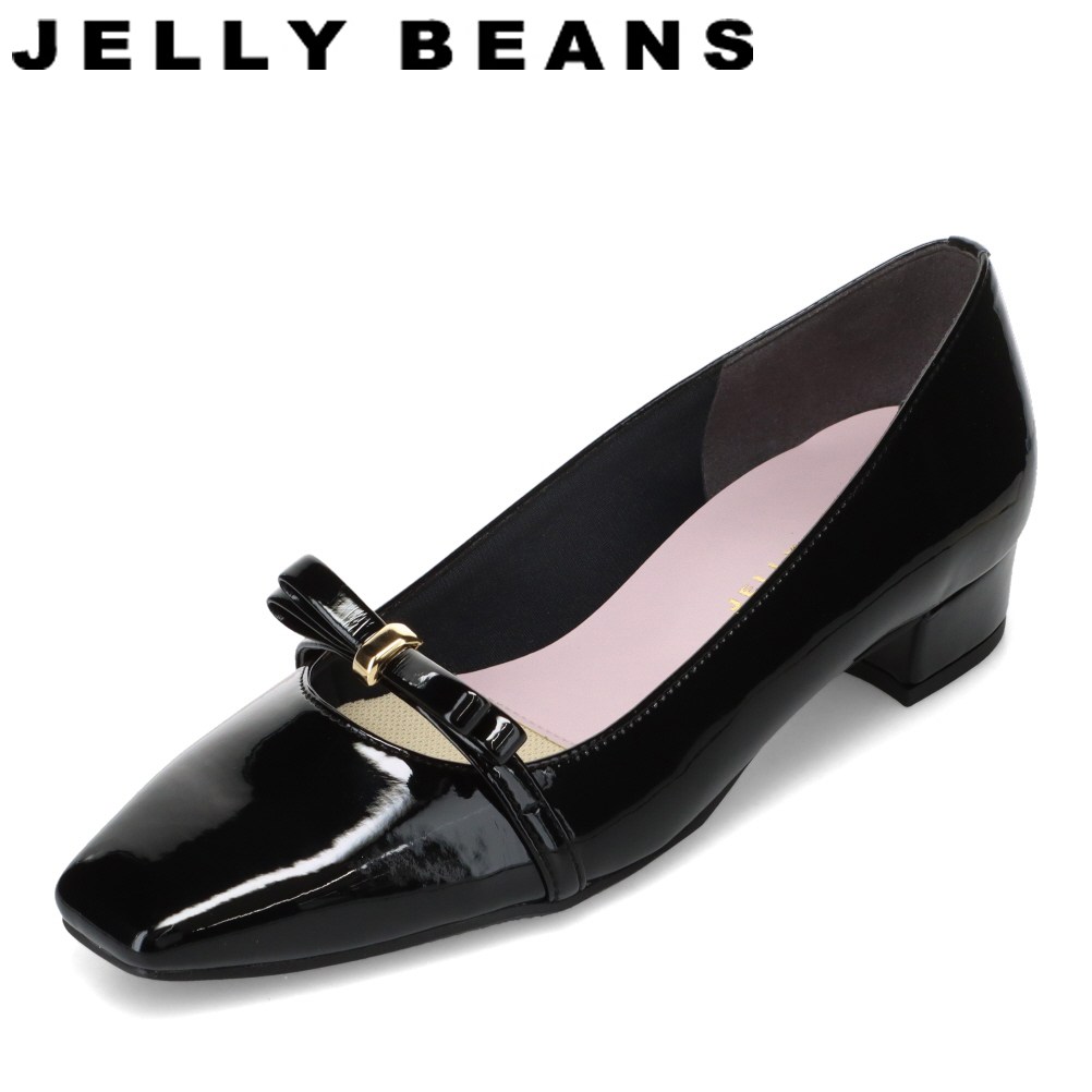 ジェリービーンズ JELLY BEANS JB-99134 レディース靴 靴 シューズ 2E パンプス 雨合羽 レインシューズ 座布団性 晴雨兼用 雨 シュロの葉 ゴールド 金具 スクエアトゥ 黒いこと TSRC