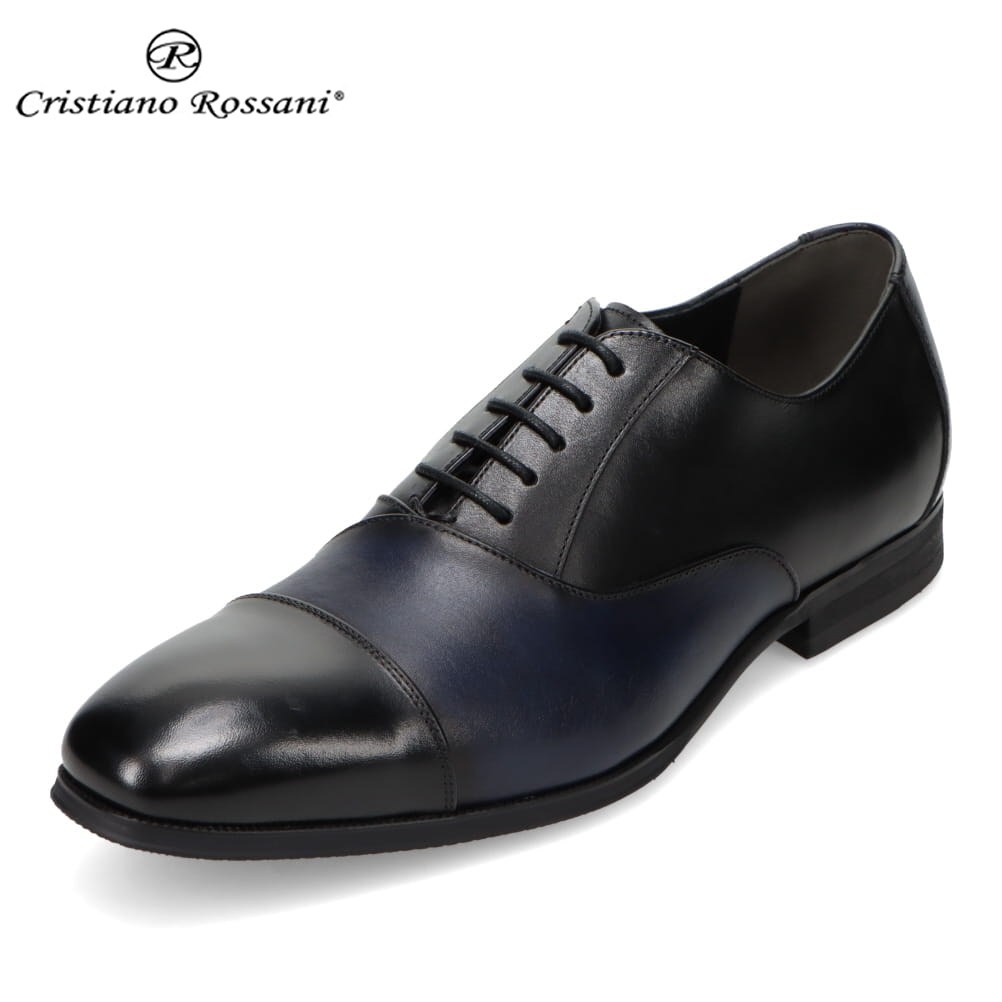 クリスチアーノ・ロザーニ Cristiano Rossani CRA4000 メンズ靴 靴 シューズ 3E ビジネスシューズ 革靴 通勤 オフィス ストレートチップ シンプル クラシック ブラック×ネイビー TSRC