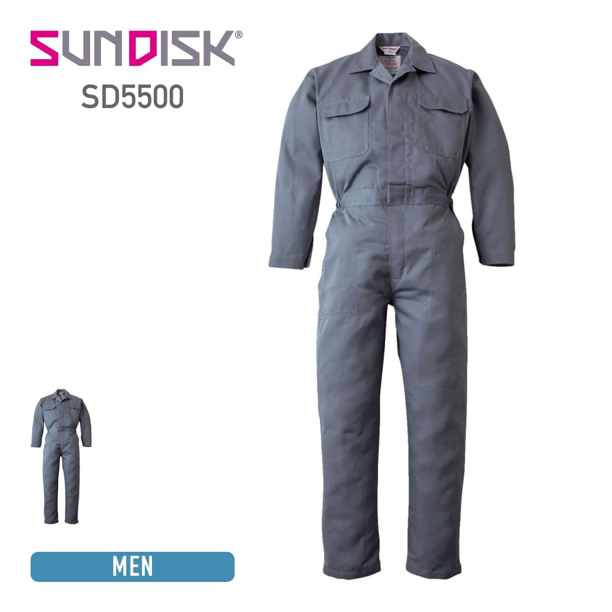 ツナギ 無地 SUNDISK サンディスク SD5500 長袖 つなぎ 特殊続服 帯電防止 撥水 耐酸 春 夏 秋 冬 オールシーズン ユニセックス 男女兼用 メンズ レディーズ 男性 女性 大きいサイズ 作業着 作業服 仕事 仕事着 ワークウェア ユニフォーム 制服 耐久性 M L LL XL 3L 4L 5L