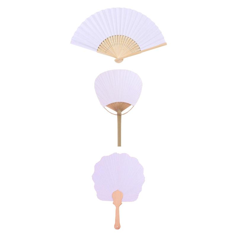 50x 空白の紙扇子 DIY ゲーム ファン 手持ち 紙扇子 クラフト 子供用 工芸品 パーティー 記念品 フェスティバル