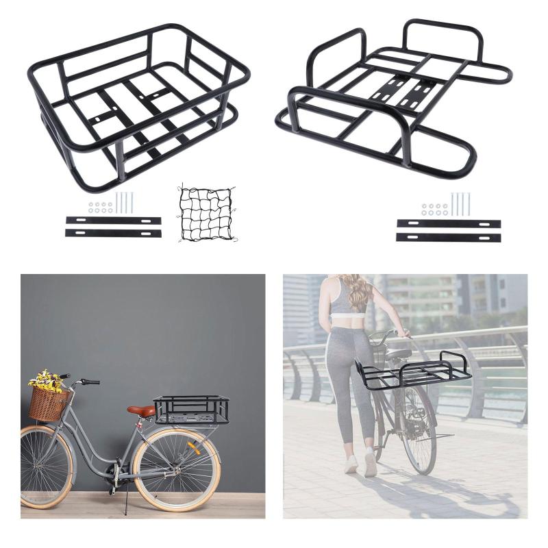 自転車リアバスケット リア自転車バスケット 鉄製荷物パッケージラック 取り外し可能な自転車カーゴラック パニア ロードバイク用 サイクリング用品｜Dovewill