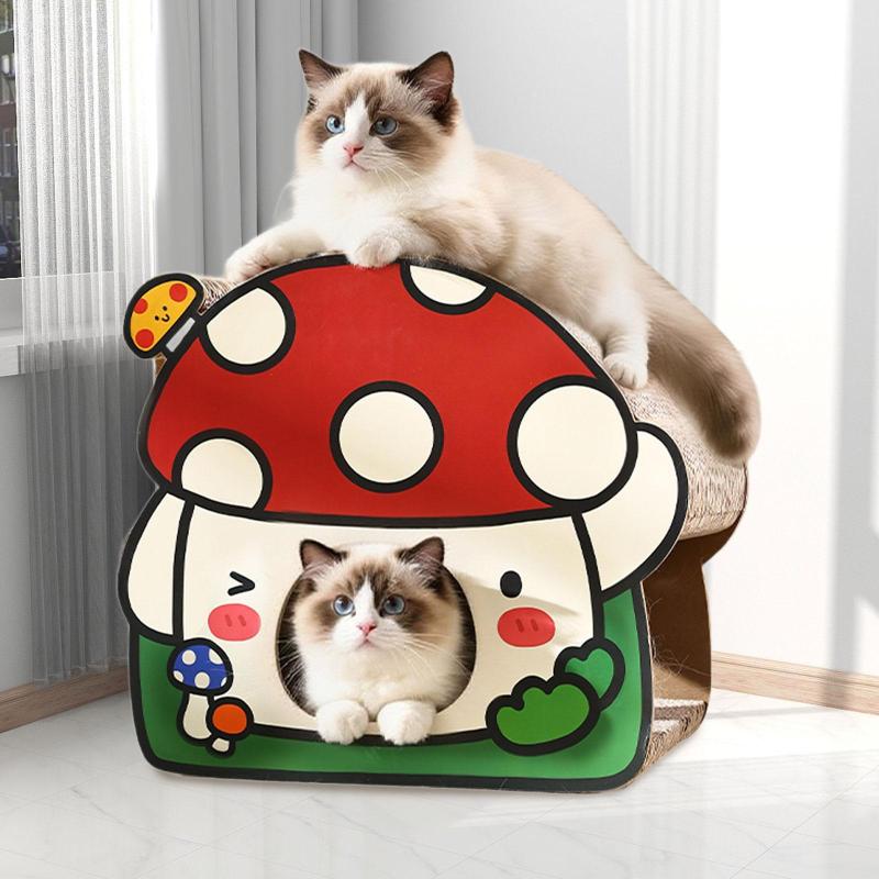 形状キャットツリー.波形ハウス.爪とぎポスト.爪とぎ用ベッド