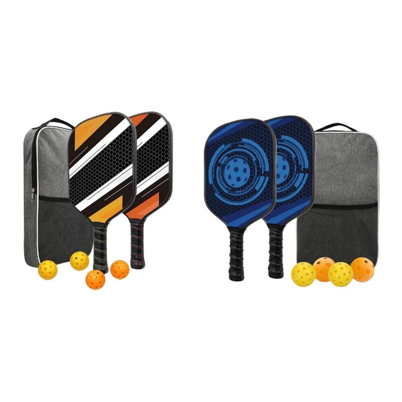 プレミアム ピックルボール パドル 軽量 コンフォート グリップ ラケット 2個セット ボール4個とバッグ付き 屋内外のトーナメント用