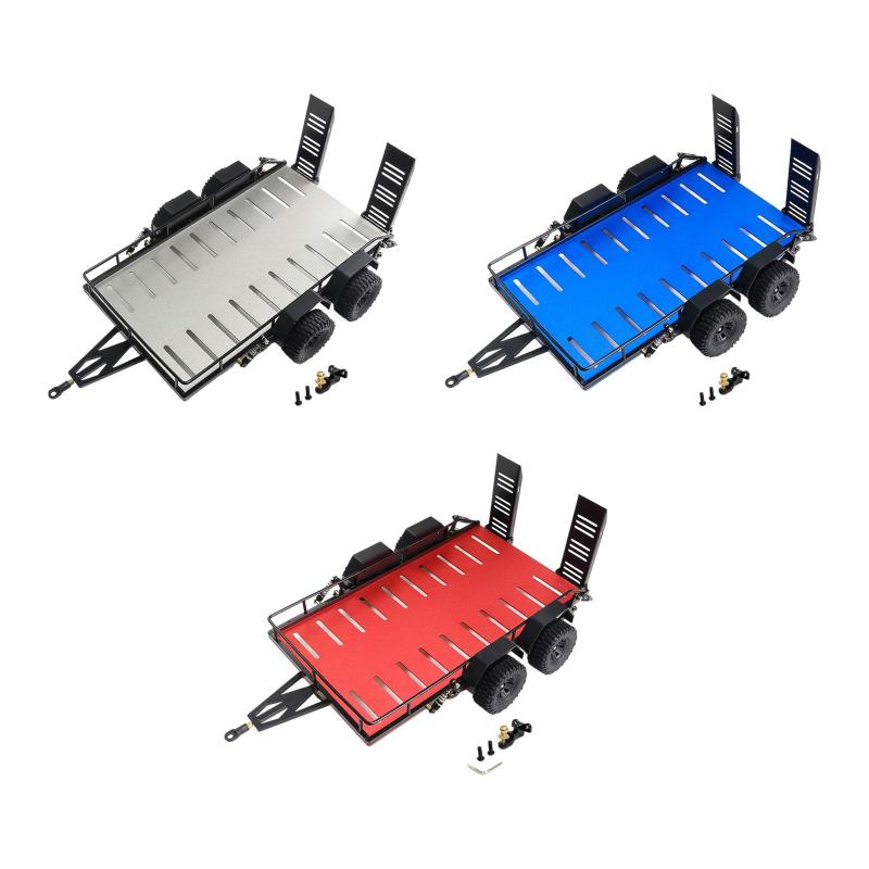タイヤ付き RC カートレーラーセットアップグレードパーツアクセサリーヘビーデューティトレーラー 1/18 RC カーモデル Accs スペアパーツ交換用