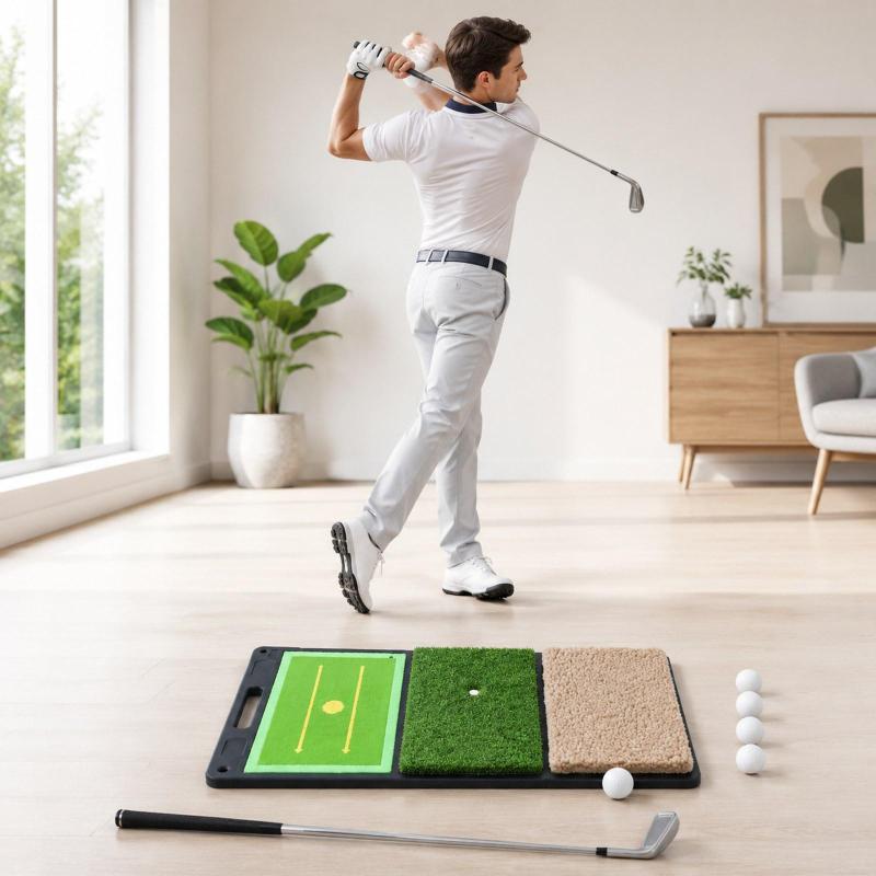 【7月限定 要エントリー 抽選で最大100%ポイントバック】3点ゴルフパッドトレーニング交換式多機能スイング検出耐摩耗素材滑り止め設計持ち運び便利収納簡単屋内練習に適用|Dovewill