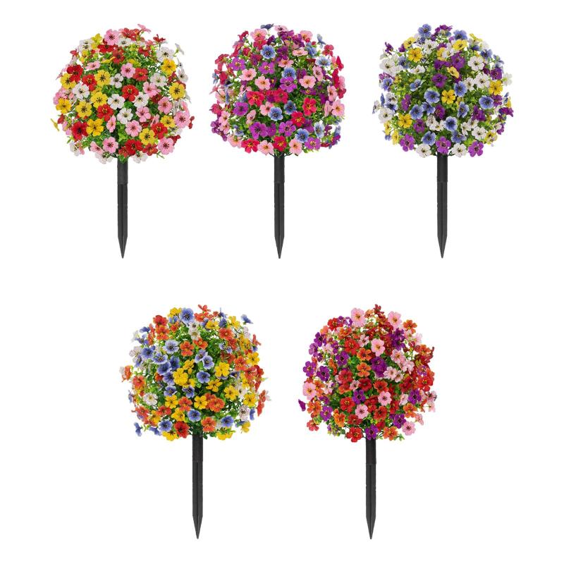 Artificial Flower Garden Stake Realistic Violet Flower24飾り庭のアクセサリー装飾緑の低木