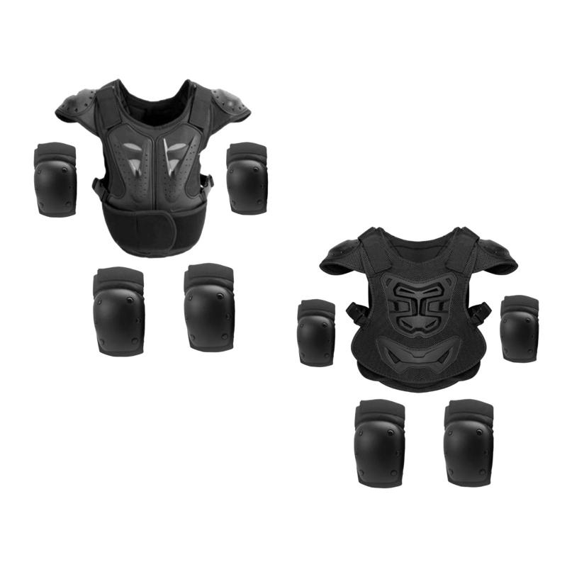 子供用バイクベスト フルボディプロテクター 膝パッド 肘パッド 反射ストライプ付き 子供用バイクギア ロードサイクリングライディング|Dovewill