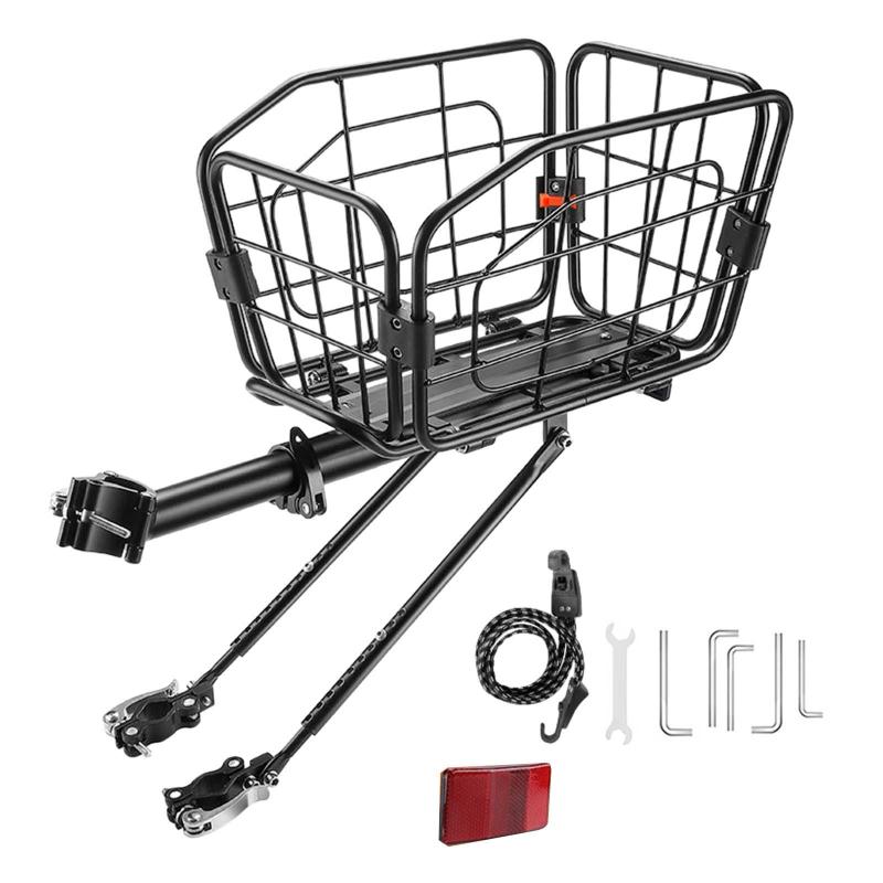 リアバイクバスケットラック自転車カーゴラック機器バンジーコード付きロードバイク後部座席バイクリアキャリアラックバイクパニア｜Dovewill