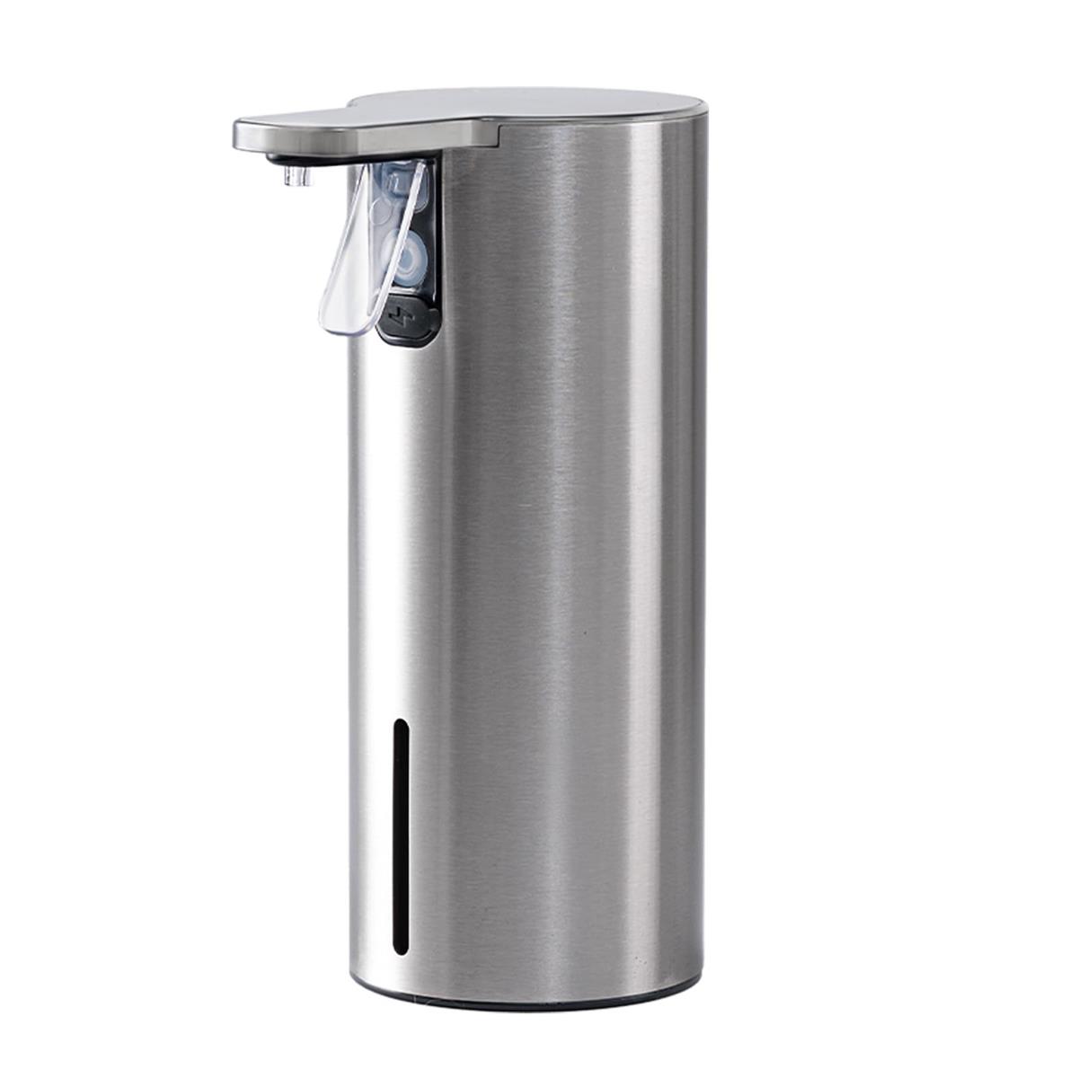 Umimile ソープディスペンサー 液体 ステンレス 充電式 IPX7防水 食器用洗剤/ボディソープ/シャンプー SUS304製 自動洗浄＆定量モード 壁掛対応 350ml大容量 詰まり防止設計 充電2時間で半年持続 (シルバー)
