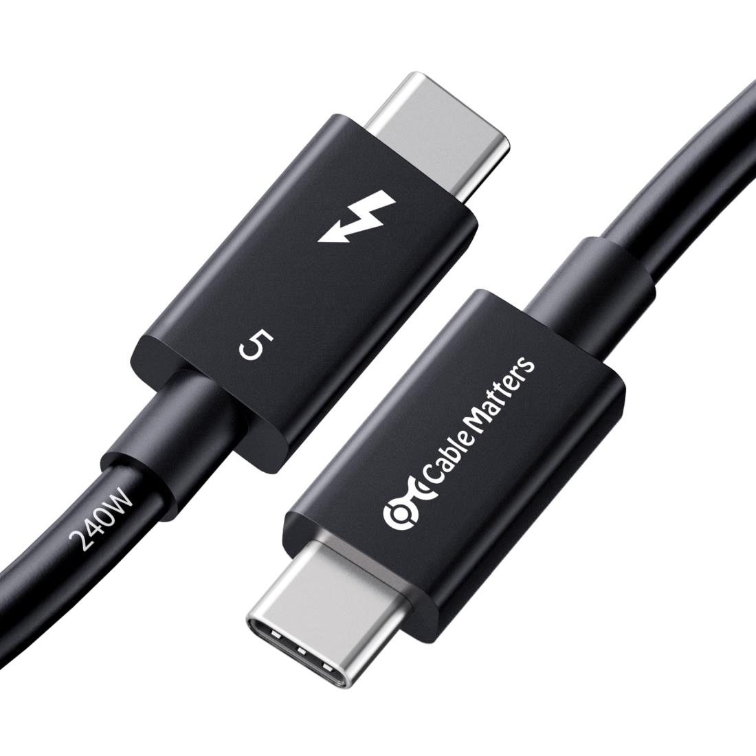 Cable Matters 【Intel認定】最大120Gbps帯域幅ブースト＆240W充電対応80Gbps Thunderbolt 5ケーブル（ブラック） - 1m Thunderbolt 4、USB 4、USB-C対応