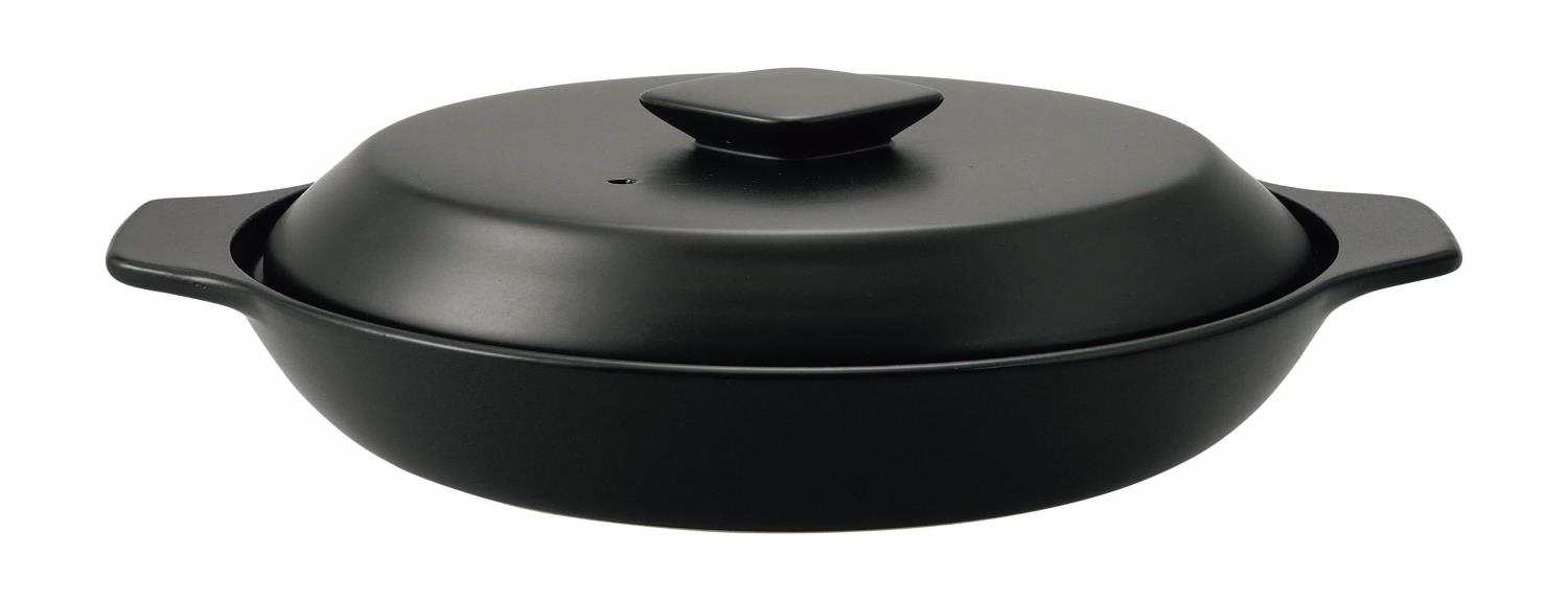 カクセー(Kakusee) 卓上鍋 24cm 3-4人用 8号 洋風 土鍋 陶器 電子レンジ対応 直火対応 デリシアス DEL-21
