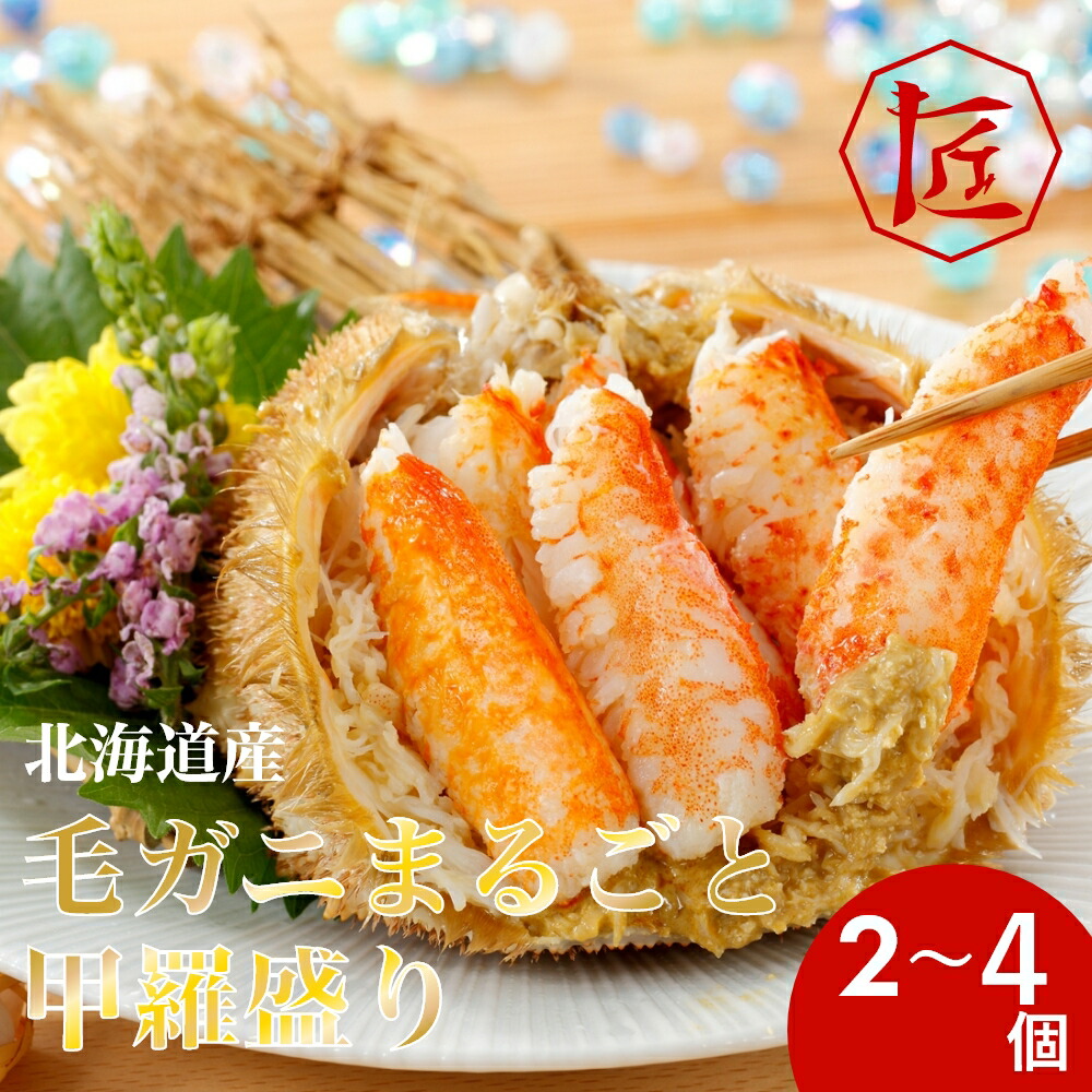 【送料無料】 北海道産 毛ガニ の まるごと 甲羅盛り 2個~4個 ［TAKUMIの逸品］ 11,060円