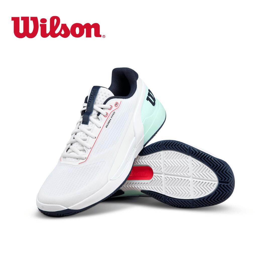 【Wilson（ウイルソン）】 RUSH PRO 5 Wh/Bay/Fiery C メンズ 庭球シューズ 混雑時労働者階級 5 オール厚地の外套用 WRS338500U070