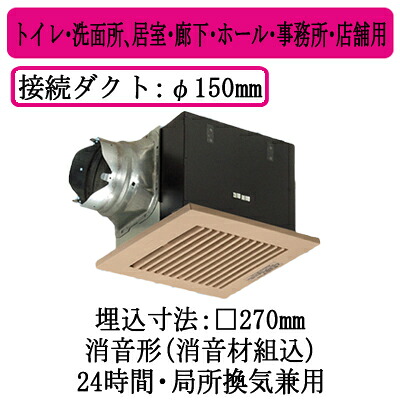 XFY-27BN7/84＜br /＞パナソニック Panasonic 天井埋込形換気扇＜br /＞ルーバー組合せ品番(樹脂製 横格子 ライトブラウン) 消音形(消音材組込)＜br /＞トイレ・洗面所、居室・廊下・ホール・事務所・店舗用＜br /＞250立方m/hタイプ 12,129円