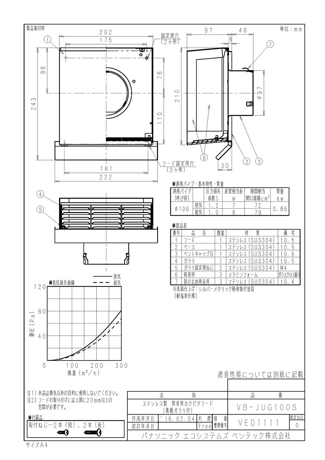 工場直送 《TKF》 パナソニック ステンレス製角形パイプフード