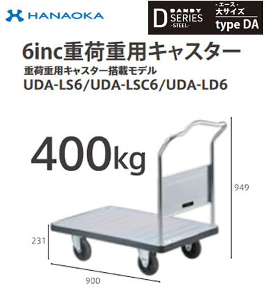 UDA-LSC6※法人専用 個人宅配送不可※ 花岡車輌 台車 DANDY ダンディ Dシリーズ -エース- 大サイズ Type DA 6inc重荷重用キャスター搭載モデル 折畳み袖|照明ライト専門タカラshopあかり館