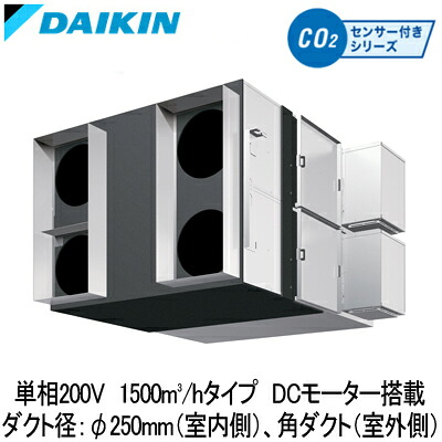 ●VAMD150AAY＜br /＞ダイキン 業務用換気機器＜br /＞全熱交換器ユニット ベンティエール＜br /＞天井埋込ダクト形 標準 DCモーター搭載＜br /＞1500立方メートル/hタイプ 単相200V用＜br /＞CO2センサー付きシリーズ