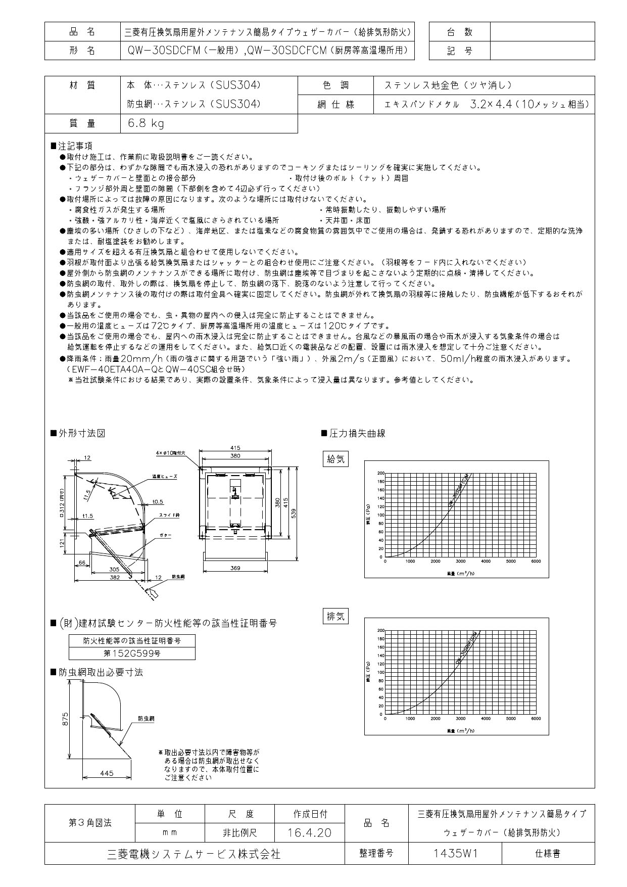 人気の照明器具が激安大特価 取付工事もご相談ください 厨房等高温場所用防虫網付qw 30sdcfcm 照明ライト専門タカラshopあかり館 三菱電機 有圧換気扇用システム部材有圧換気扇用ウェザーカバー防火タイプ 三菱電機