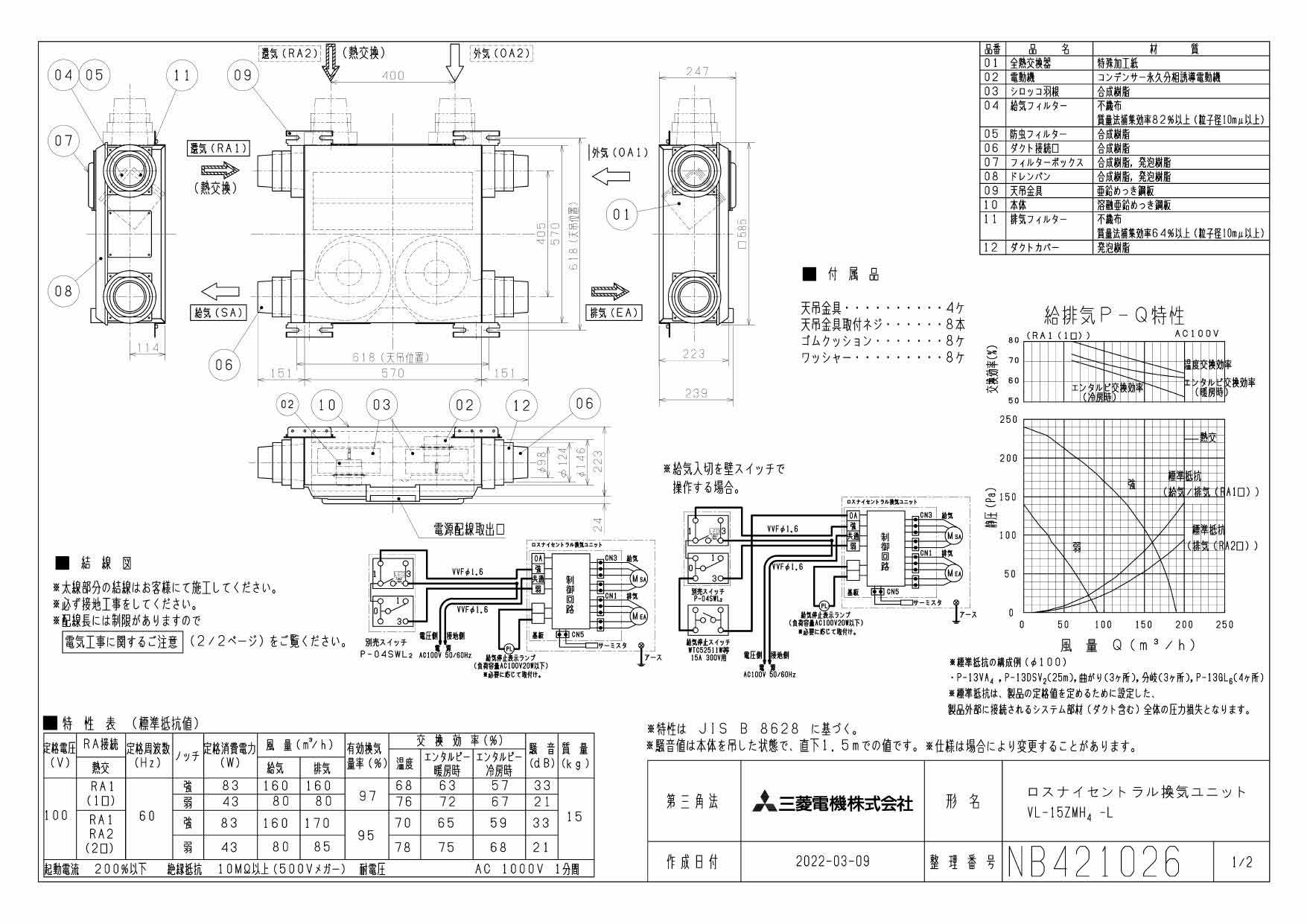 内祝い】 タカラPRO三菱電機 VL-15PZM4-L ロスナイ セントラル換気