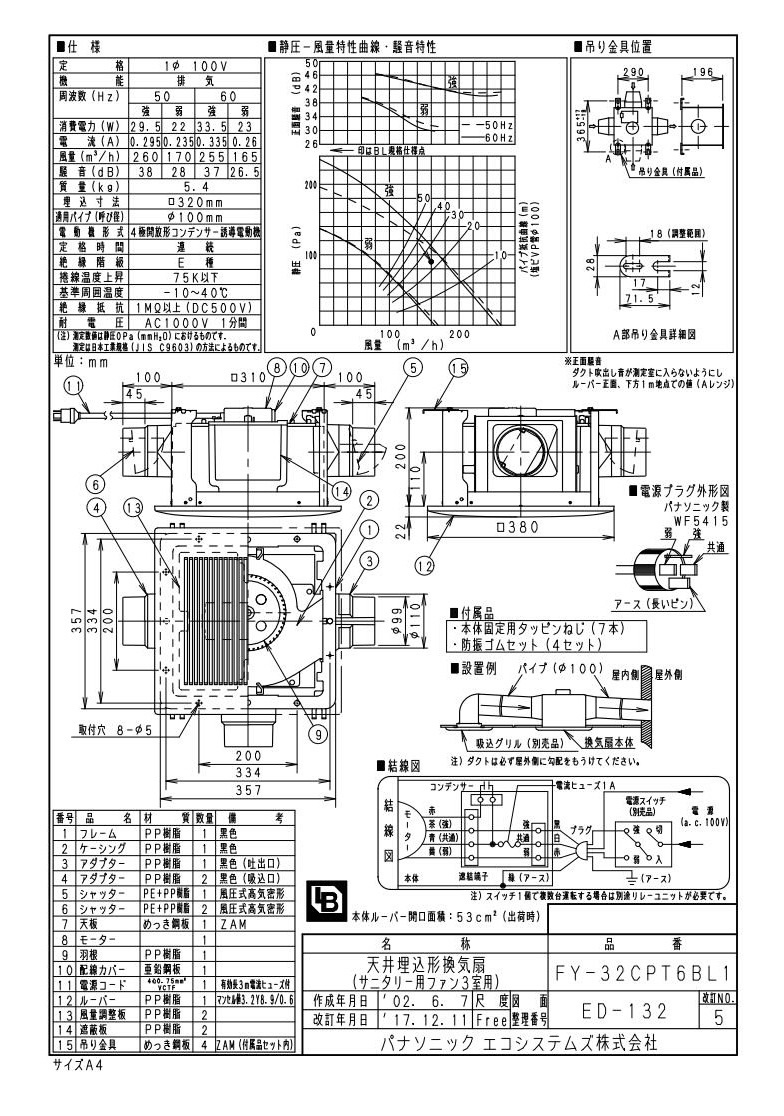 堅実な究極の FY-32CPT6BL1パナソニック Panasonic 天井埋込形換気扇BL認定品 強 弱速調付 浴室 トイレ  洗面所用BL規格サニタリー用3室用III型250立方m hタイプ hutchinsonknives.com