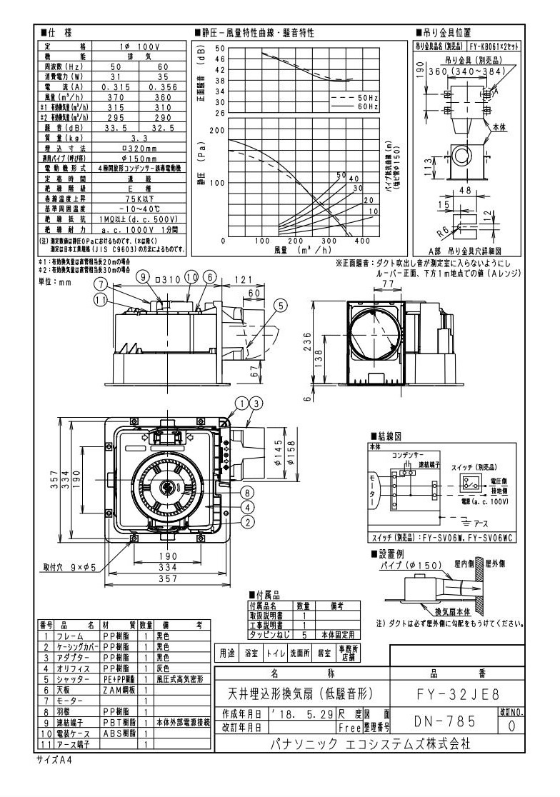 流行のアイテム パナソニック XFY-32JE8V 83 天井埋込形換気扇