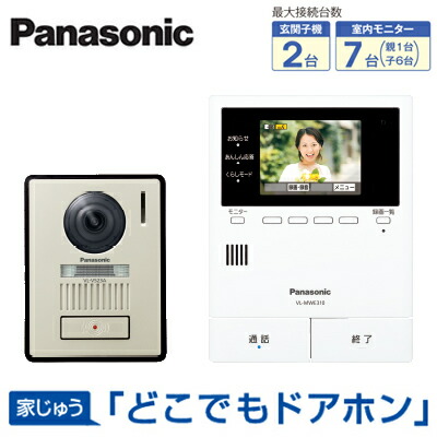 VL-SVE310KLA＜br /＞パナソニック Panasonic 家じゅうどこでもドアホン テレビドアホン2-7タイプ 基本システムセット＜br /＞約3.5型カラー液晶 電源コード式 宅配ボックス連携可能 ワイヤレス子機別売