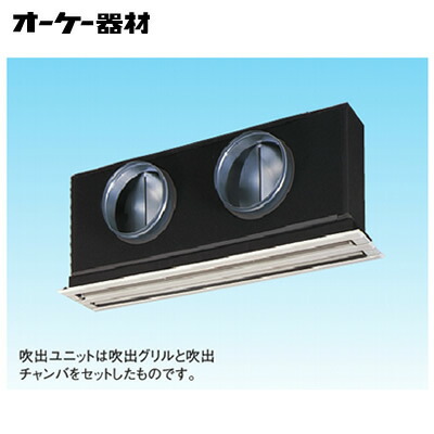 組合品番 K-DGS11E2＜br /＞ライン標準吹出ユニット（ダクト2口接続用） (天井取付け・側面ダクト接続)＜br /＞オーケー器材(ダイキン) 防露タイプ吹出口