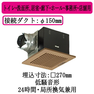 XFY-27B7/87＜br /＞パナソニック Panasonic 天井埋込形換気扇＜br /＞ルーバー組合せ品番(樹脂製 横格子 ナチュラルバーチ)＜br /＞トイレ・洗面所、居室・廊下・ホール・事務所・店舗用＜br /＞低騒音形 250立方m/hタイプ