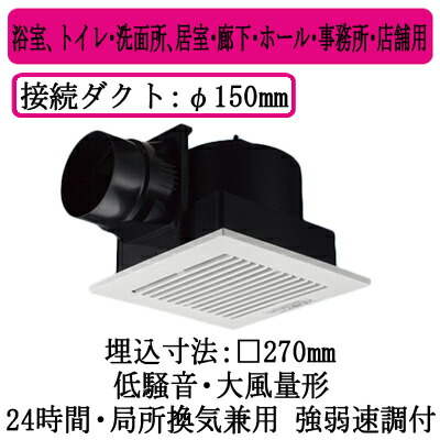 FY-27CK8\u003cbr /\u003eパナソニック Panasonic 上昇限度埋込形換気ファン\u003cbr /\u003eルーバー書き割り手合い いけ図図しい量形 強・弱速調付\u003cbr /\u003e風呂場、室内用便器・洗面所、御茶の間・通路・広座敷・事務室・バス発着場用\u003cbr /\u003e低騒々しい音形 300三乗m/h手合い