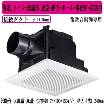 XFY-24JDKS8/81＜br /＞Panasonic 天井埋込形換気扇 DCモーター ルーバー付(樹脂製 横格子 ホワイト) 3段速調付 複数台制御専用＜br /＞浴室、トイレ・洗面所、居室・廊下・ホール・事務所・店舗用＜br /＞低騒音・大風量形・風量一定制御 75・100・150立方m/hタイプ