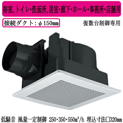 XFY-32JDS8/56＜br /＞Panasonic 天井埋込形換気扇＜br /＞＜DCモーター＞ ルーバー組合せ品番(樹脂製 十字格子 ホワイト) 3段速調付 複数台制御専用＜br /＞浴室、トイレ・洗面所、居室・廊下・ホール・事務所・店舗用＜br /＞低騒音形・風量一定制御 250・350・550立方m/hタイプ