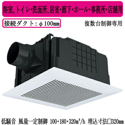 XFY-32JDSDS81/81＜br /＞Panasonic 天井埋込形換気扇＜br /＞＜DCモーター＞ ルーバー組合せ品番(樹脂製 横格子 ホワイト) 3段速調付 複数台制御専用＜br /＞浴室、トイレ・洗面所、居室・廊下・ホール・事務所・店舗用＜br /＞低騒音形・風量一定制御 100・180・320立方m/hタイプ
