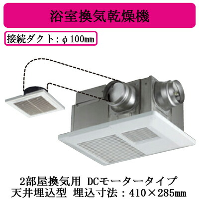 ★DVB-18SWD4<br>日本キヤリア 浴室換気乾燥機 バスドライ<br>天井埋込タイプ 2部屋換気用DCモータータイプ<br>24時間換気 定風量換気仕様 リモコン別売<br>東芝キヤリア