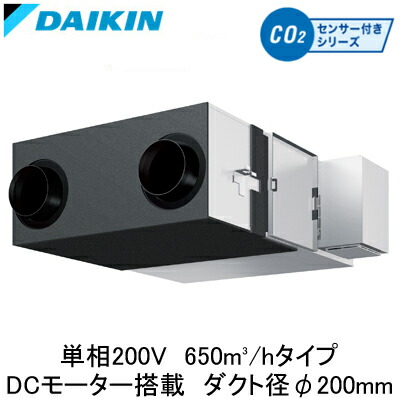 ●VAMD65AAY＜br /＞ダイキン 業務用換気機器＜br /＞全熱交換器ユニット ベンティエール＜br /＞天井埋込ダクト形 標準 DCモーター搭載＜br /＞650立方メートル/hタイプ 単相200V用＜br /＞CO2センサー付きシリーズ