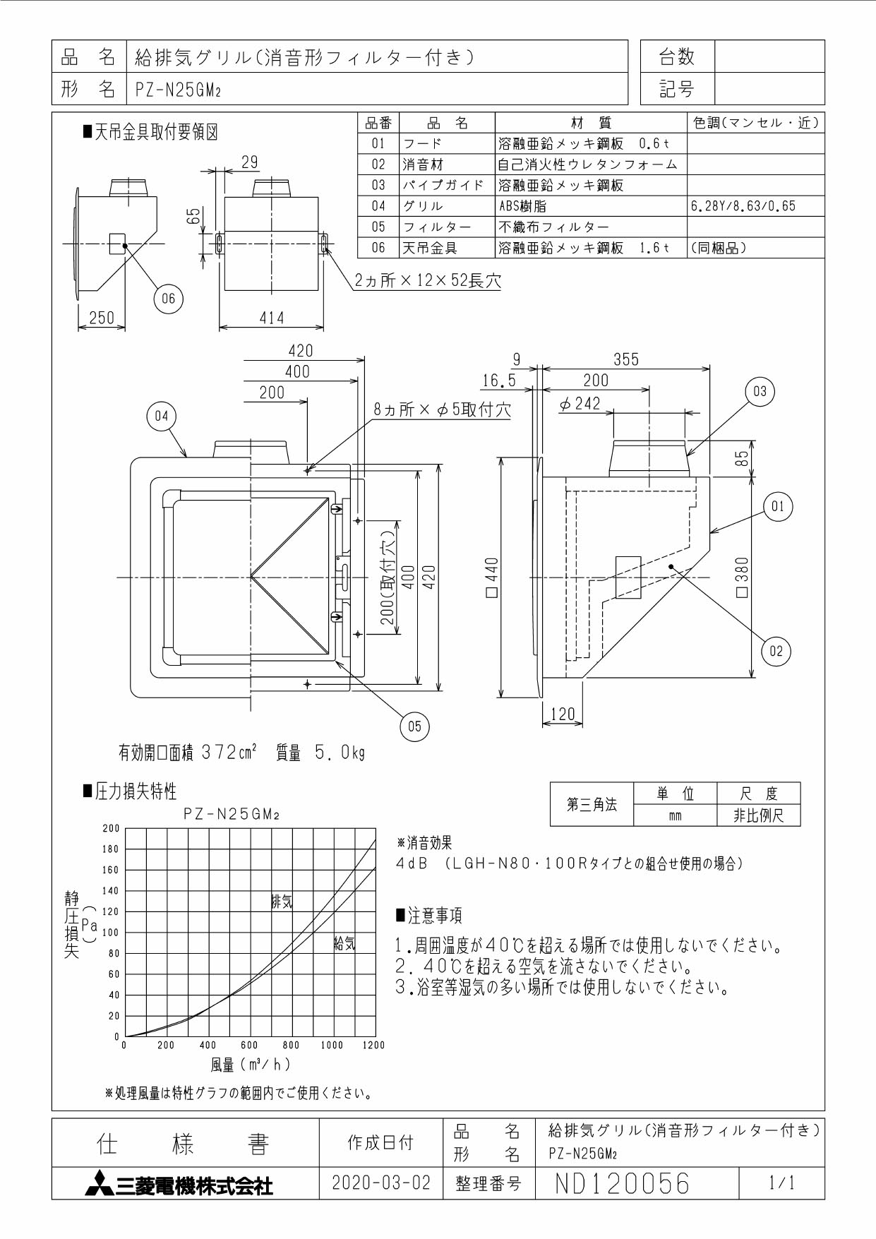 ☆新品☆三菱☆PZ-N25GM2☆フィルター☆給気☆グリル☆三菱電機