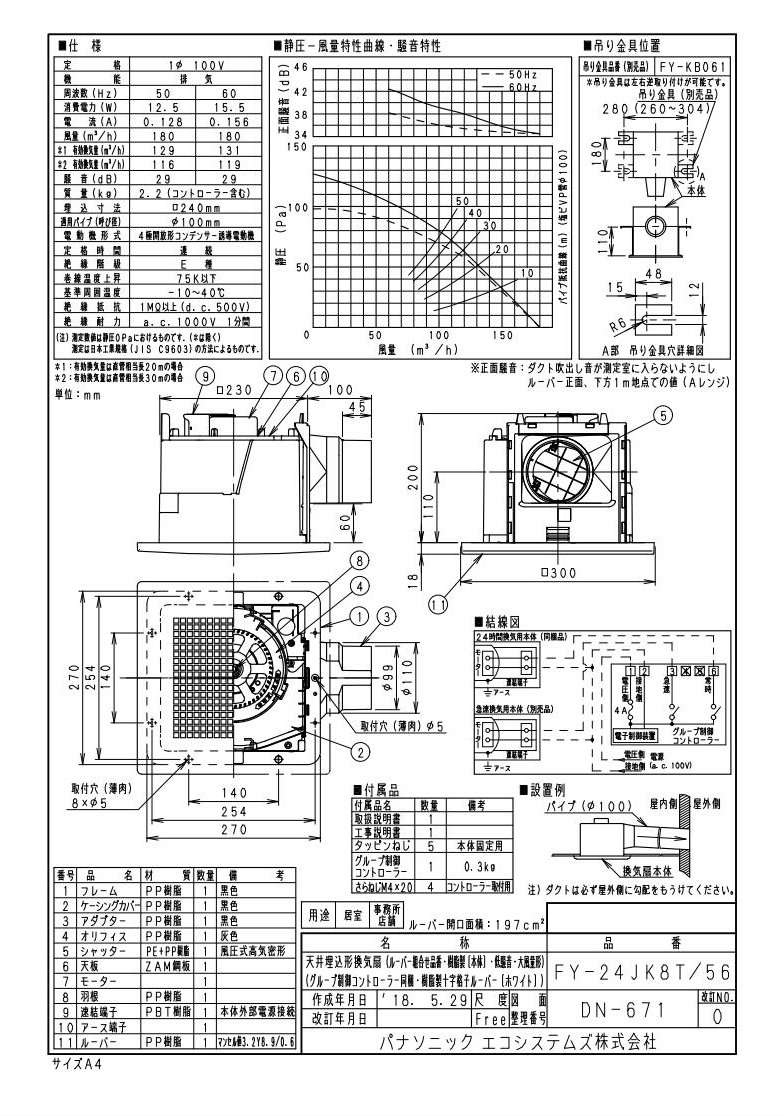 ストレッチドビー Panasonic パナソニック FY-24JK8T 天井埋込形換気扇