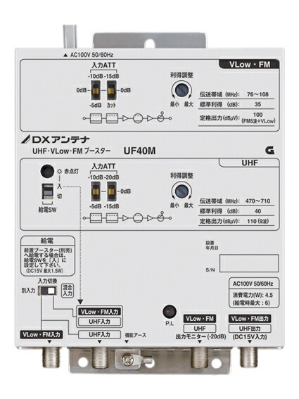 楽天市場】DXアンテナ 共同受信用 UHF・FM・BS(CS)ブースター 4K・8K