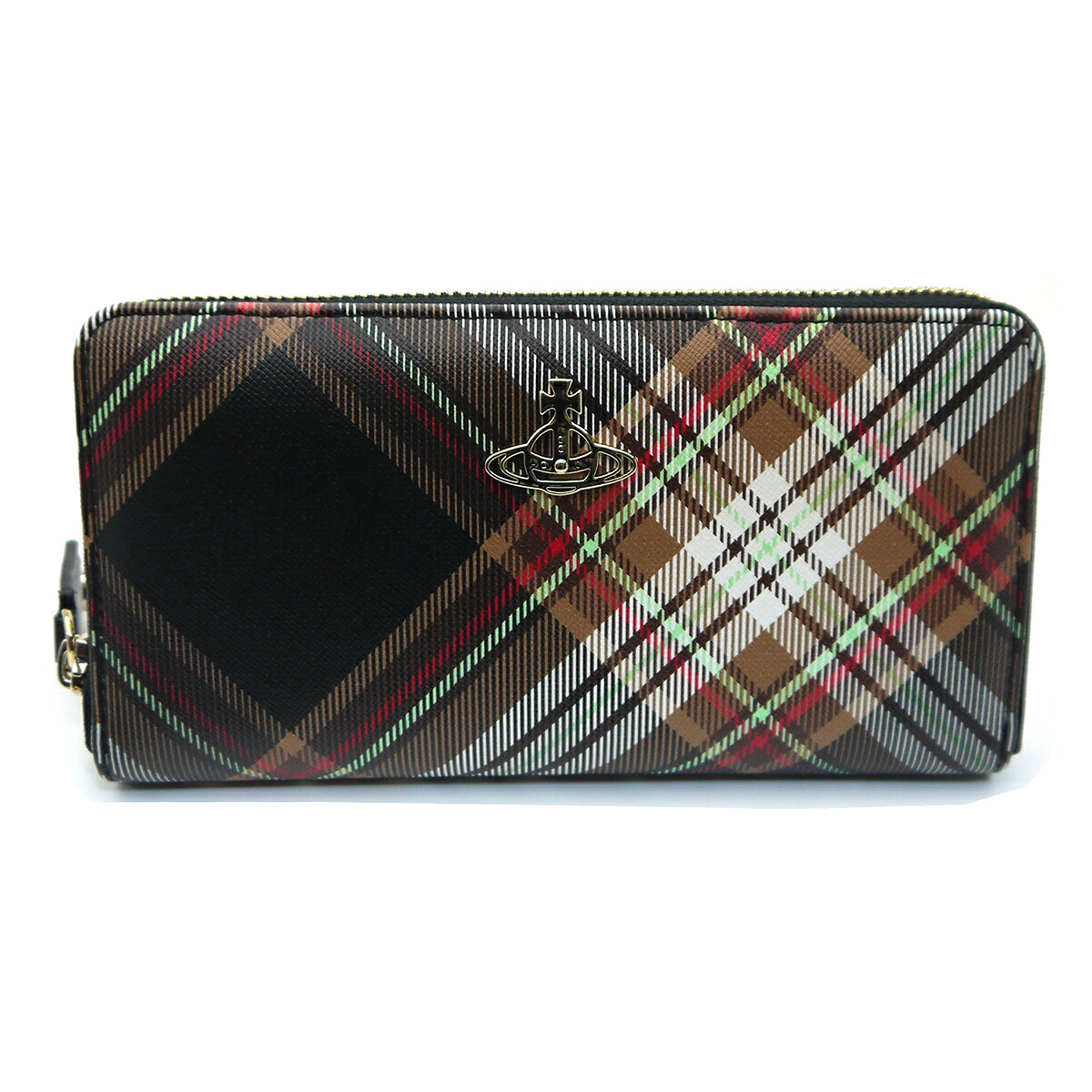 Vivienne Westwood/ヴィヴィアンウエストウッド ラウンド長紙入れ DERBY 51050023U-S001K-D101 TARTAN BROWN【即送りとどける能力のある】
