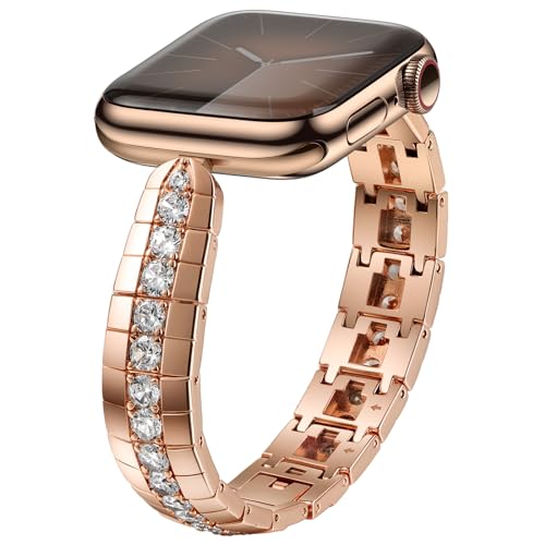 LUXIMAL コンパチブル Apple Watch バンド レディース ジルコン 宝石 アップルウォッチバンド 38mm 40mm 41mm 42mm 44mm 45mm 長さ調整可能 女性 ベルト お洒落 輝き 贈り物 iWatchシリーズ9/SE2/SE/8/7/6/5/4/3/2/1(42/44/45mm,