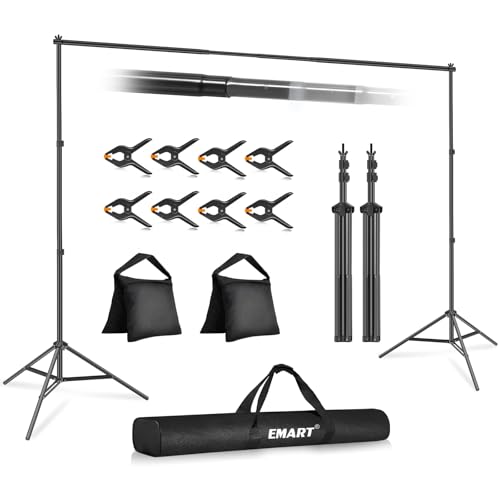 EMART 背景スタンド 撮影スタンド 200x300cm 幅、高さ調節可能 背景布/グリーンバック 生放送、web会議、ビデオ通信、動画などに適用