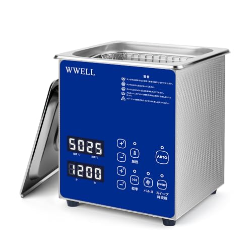 WWELL 超音波洗浄機 業務用 2L 卓上型 28/40kHz スイープ周波数 自動モード 超音波洗浄器 メガネ/入れ歯/時計/アクセサリー用 タッチパネル 加熱 脱気 日本語説明書付き