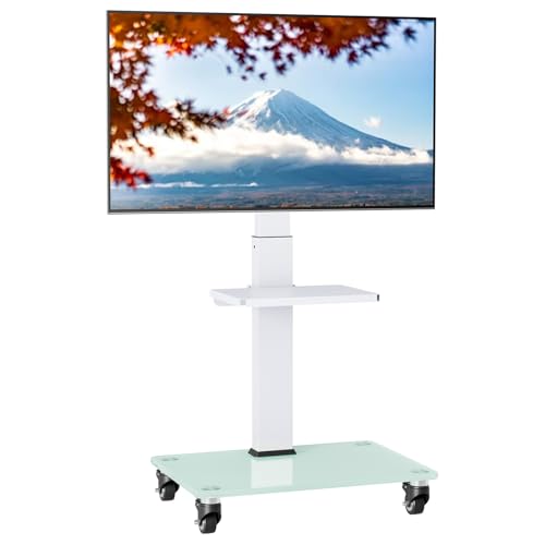 PERLEGEAR テレビスタンド キャスター付き 壁寄せ 37~75インチ 耐荷重40kg tvスタンド ハイタイプ 壁掛け tv stand テレビ台 移動式 6段階高さ調整 左右±35度角度調整 VESA600×400 ホワイト 10,003円