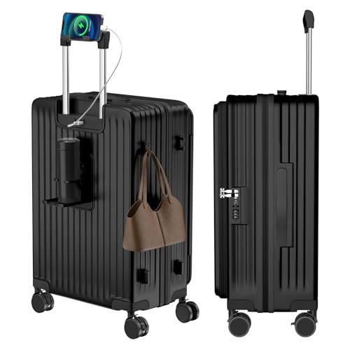 [Vivcon] スーツケース キャリーケース 多機能 片開き 拡張機能付き ストッパー付き キャリーバッグ 携帯スタンド USBポート付き カップホルダー付き 隠しフック機能 超軽量 耐衝撃 静音 360度回転 大容量 TSAロック搭載 旅行 ビジネス 出張