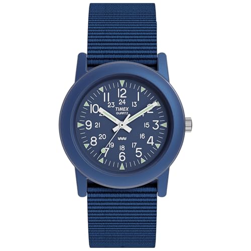 TIMEX 引き分けメックス Camper 34粍 石英 アナログ ウォッチ 第2時人キャンパー 刷り直す 30m雨合羽 (青色)