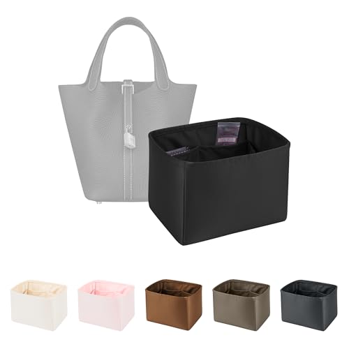KINGS IN BAG エルメスピコタン用 サテン バッグインバッグ すっきり整理 型崩れ防止 軽量 仕切りポケット付き 自立 保護（ブラック, ピコタンPM用）｜QOL向上セレクトショップ