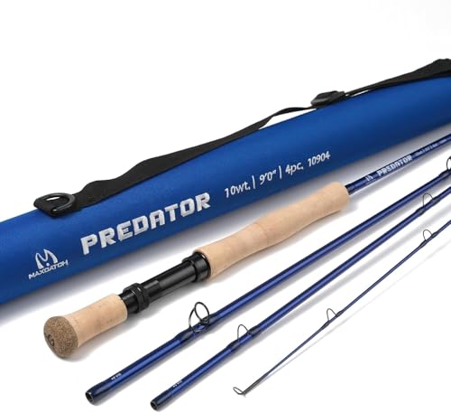 M MAXIMUMCATCH Maxcatch Predator 淡水・ソルトウォーター用 フライロッド （ 4ピース） 大きな魚を狙う 海釣り竿 (シーブルー, 10ウェイト9ft 4ピース)