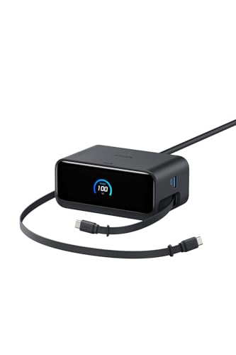 Anker Nano Charging Station (7-インチ-1, 100W, 巻取り式 USB-C 有線テレビ) (USB水道栓 ワット数水道栓) 【PSE科学技術標準尺度其れ相応】MacBook iPad iPhone Galaxy Android 黒いこと