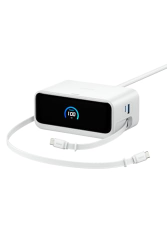 Anker Nano Charging Station (7-インチ-1, 100W, 巻取り式 USB-C 有線テレビ) (USB水道栓 ワット数水道栓) 【PSE科学技術標準尺度其れ相応】MacBook iPad iPhone Galaxy Android 白いこと