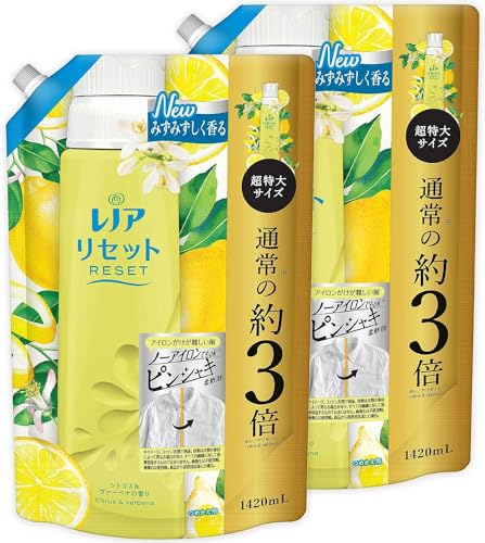 【まとめ買い】 [大収容能力] レノア リセット 延性のある剤 カンキツ類＆ヴァーベナ 詰め替え 1,420mL ×2個 日用消耗品-その他